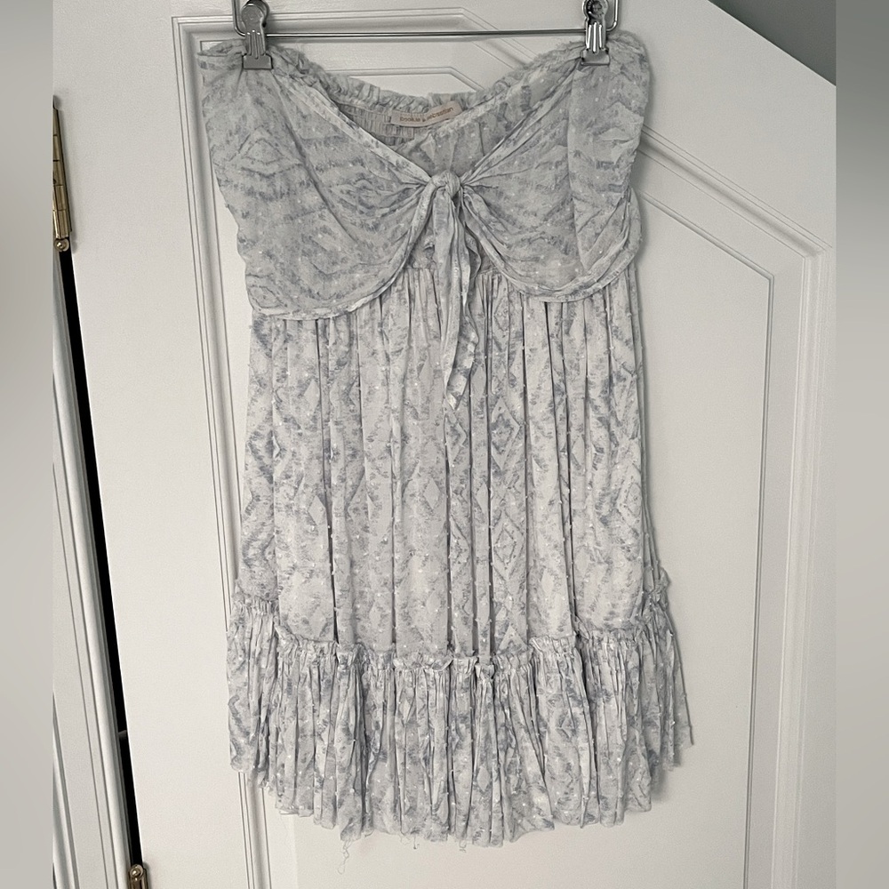 Pookie & Sebastian Tie Front Strapless Dress